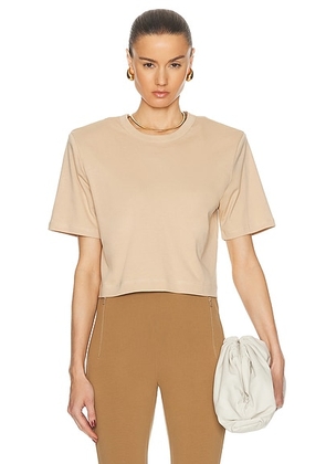 WARDROBE.NYC Cropped Shoulder Pad Top in Khaki - Beige. Size XL (also in L).