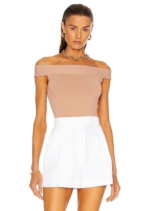 ALAÃA Viscose Bodysuit in Chair - Tan. Size 42 (also in ).