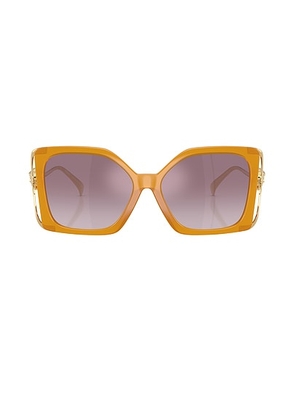 VERSACE Square Sunglasses in Opal Yellow & Violet Mirror Silver - Yellow. Size all.