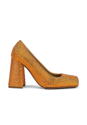 Bottega Veneta Tower Square Toe Pumps in Tangerine - Orange. Size 36 (also in 37, 41).