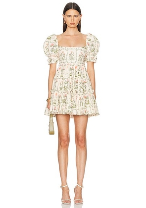 Agua by Agua Bendita Alaria Dress in Ivory  Green  & Pink - Ivory. Size XS (also in M, S).