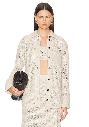 Bottega Veneta Long Sleeve Button Up Top in Bone & Cloud - Beige. Size M (also in S, XS).