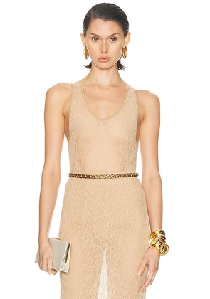WARDROBE.NYC Lace Tank Bodysuit in Khaki - Tan. Size XXS (also in L, M, S, XL, XS).