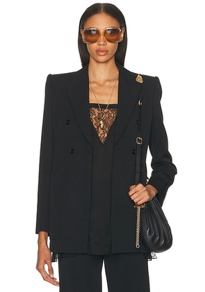 Chloe Double Breasted Wool Blazer in Black - Black. Size 36 (also in ).