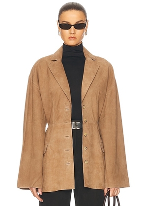 EAVES Salta Suede Jacket in Tan - Tan. Size XL (also in L).