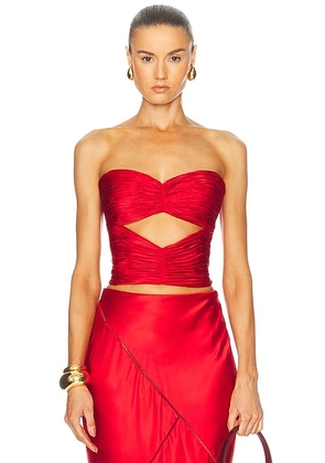Alejandra Alonso Rojas Cut Out Bustier Top in Red - Red. Size 10 (also in 4, 8).