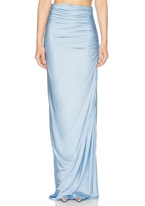 Alejandra Alonso Rojas Long Jersey Draped Skirt in Sky Blue - Baby Blue. Size 10 (also in ).