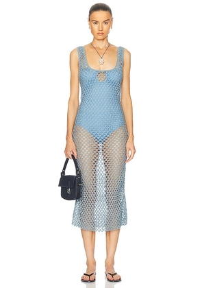 ESCVDO Illapa Crochet Midi Dress in Light Blue - Baby Blue. Size M (also in L).
