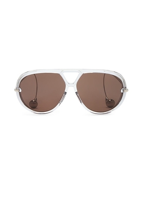 Bottega Veneta Aviator Sunglasses in Grey  Silver  & Brown - Grey. Size all.