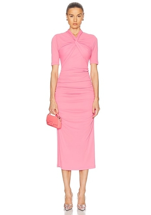 Carolina Herrera Twisted Neck Midi Dress in Happy Pink - Pink. Size L (also in ).