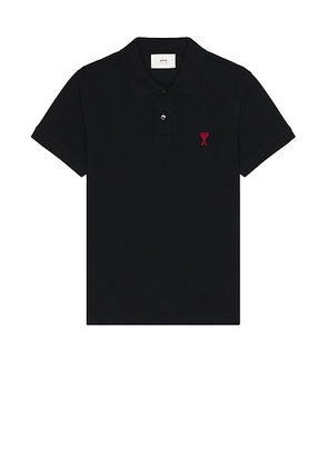 AMI Paris De Coeur Polo Shirt in Black - Black. Size L (also in ).