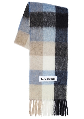 Acne Studios Heavy Scarf in Blue  Beige  & Black - Multi. Size all.