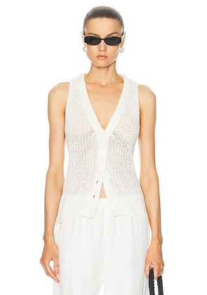 Enza Costa Linen Open Knit Vest in White - White. Size M (also in L, S, XL).