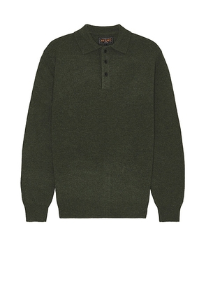 Beams Plus Knit Polo 9G in Green - Dark Green. Size S (also in ).
