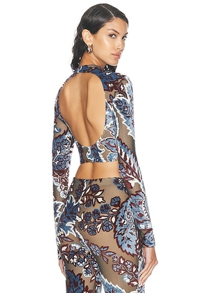 Etro Cropped Long Sleeve Top in Multi - Multi. Size 42 (also in ).