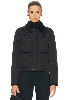 Burberry Cropped Quilted Jacket in Black & Snug Ip Check - Black. Size L (also in S).