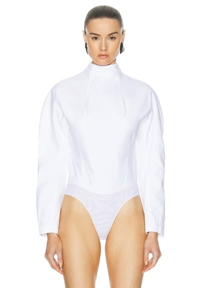 ALAÏA Cinched Top in Blanc - White. Size 38 (also in 34).