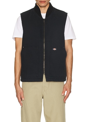 Dickies Duck Fleece Lined Vest in Stonewashed Black - Black. Size XL/1X (also in S).