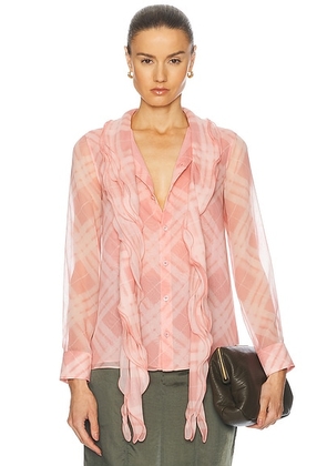 Burberry Long Sleeve Ruffle Top in Candy IP Check - Pink. Size 2 (also in 6).