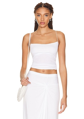 Enza Costa Supima Cotton Essential Strappy Tank Top in White - White. Size L (also in M, S, XL, XS).