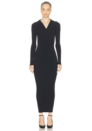 ALAÃA Hooded Bodycon Dress in Noir - Black. Size 34 (also in 36, 40).