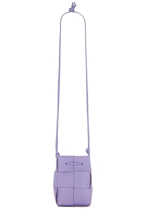 Bottega Veneta Mini Cassette Bucket Bag in Wisteria & Gold - Lavender. Size all.