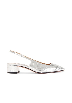 Aquazzura Ginza Sling 35 Pump in Silver - Metallic Silver. Size 37.5 (also in 36.5).