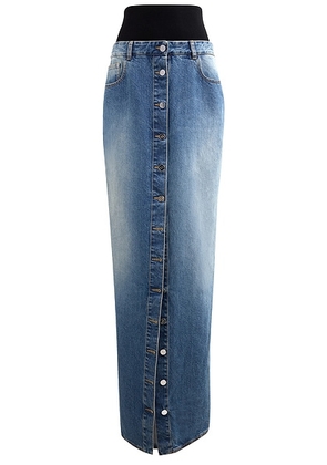 ALAÏA Button Front Column Skirt in Blue Vintage - Blue. Size 38 (also in ).