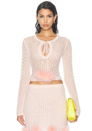 Blumarine Tie Neck Sweater in Powder Pink - Pink. Size S (also in ).