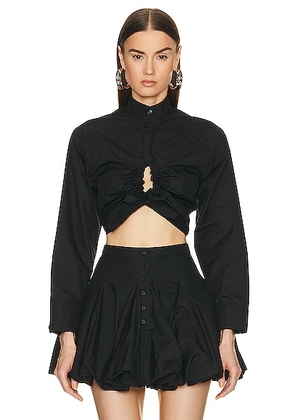 ALAÏA Cropped Shirt in Noir  - Black. Size 42 (also in ).