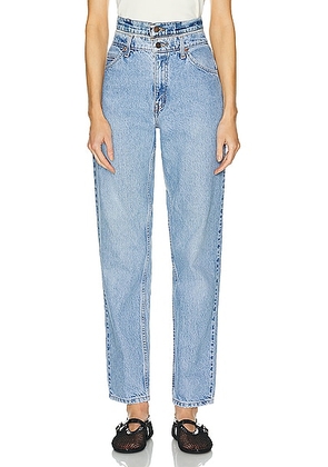 Aligrace Vintage Double Waist Jeans in Light Medium Wash - Denim-Light. Size 23 (also in 24, 25, 28, 29, 31, 32).
