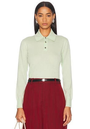 Bottega Veneta Long Sleeve Polo Top in Aquamarine - Green. Size L (also in M).