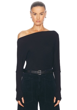 Enza Costa Cashmere Cuffed Off Shoulder Longsleeve Top in Black - Black. Size L (also in ).