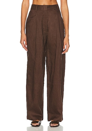 AEXAE Linen Trouser in Brown - Brown. Size XL (also in XS).