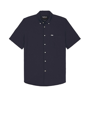 Barbour Longhall Seersucker Shirt in Navy - Blue. Size L (also in M, S).