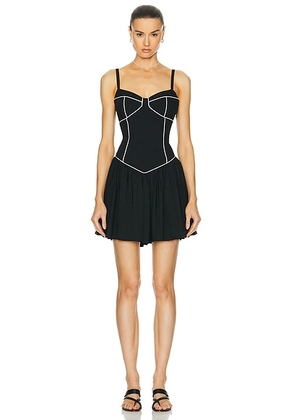 CAROLINE CONSTAS Orella Mini Dress in Black & Off White - Black. Size S (also in L).