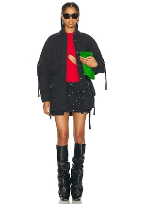 THE ATTICO Fern Short Coat in Black - Black. Size 44 (also in ).