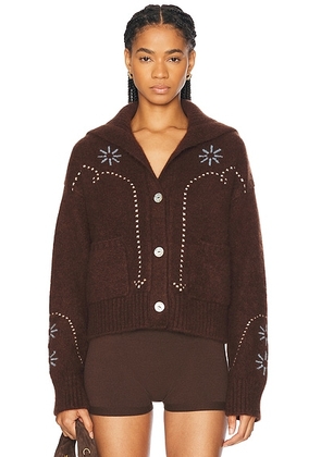 Calle Del Mar Cashmere Western Cardigan in Chocolate & Multi - Chocolate. Size M (also in S).