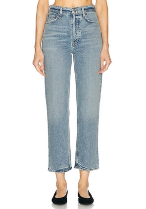 AGOLDE 90's Pinch Waist Crop Jeans in Ripple - Denim-Light. Size 24 (also in 23, 25, 26, 27, 28, 29, 30, 31, 32, 33, 34).