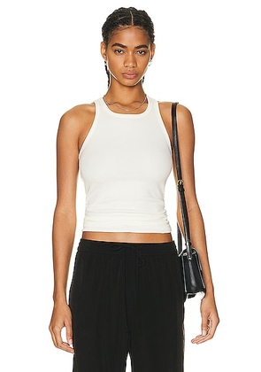 Eterne High Neck Fitted Tank Top in Cream - Cream. Size L (also in M, S, XL, XS).