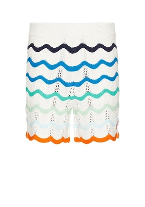 Casablanca Gradient Wave Texture Shorts in Wave - White,Blue. Size L (also in M).