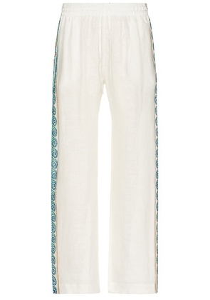 Casablanca Drawstring Trouser in Greco Wave - White. Size L (also in M, S).