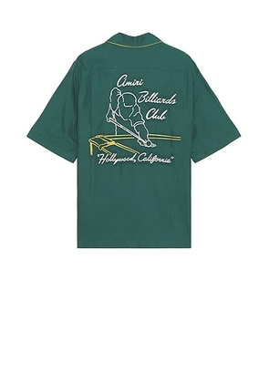 Amiri Billiards Club Camp Shirt in Evergreen - Green. Size M (also in XL/1X).