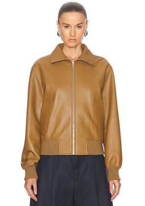 Bottega Veneta Leather Bomber Jacket in Acorn - Brown. Size 36 (also in ).