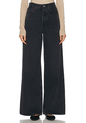 AGOLDE Dame High Rise Wide Leg Jeans in Hitch - Black. Size 27 (also in ).