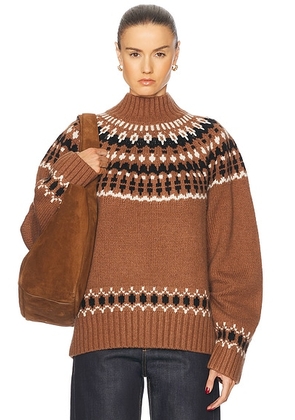 EAVES Cait Fair Isle Sweater in Brown Multi - Brown. Size L (also in M).