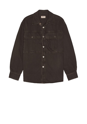 AGOLDE Axel Shirt in Umber - Chocolate. Size M (also in S).