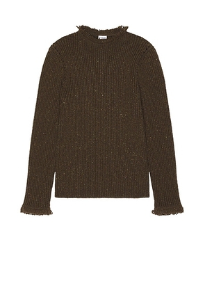 Burberry Fringe Trim Crewneck in Furrow - Olive. Size L (also in XL/1X).