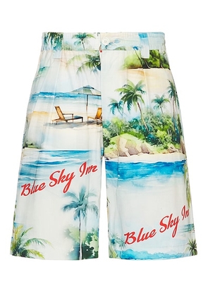 Blue Sky Inn Island Poplin Shorts in White - Grey. Size M (also in S).