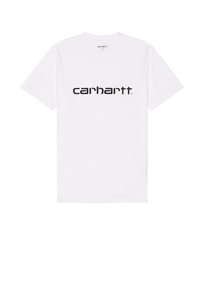 Carhartt WIP S/S Script T-Shirt in White & Black - White. Size L (also in M, S).